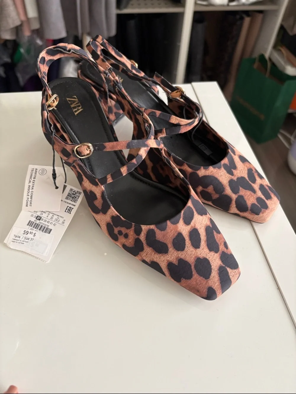 Zara Leopard-Print Mary Jane Heels in Brown and Black - Picture 1 of 6